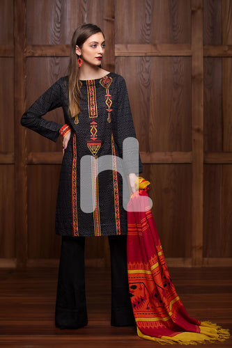 41701454-Mix Wool - Black Embroidered 3PC