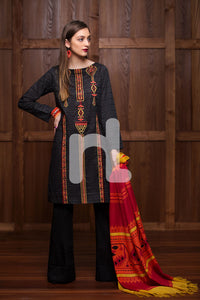 41701454-Mix Wool - Black Embroidered 3PC