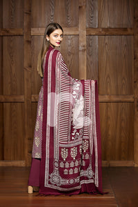 41701456-Mix Wool - Maroon Printed 3PC