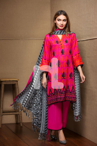 41701503-Linen - Pink Embroidered 3PC