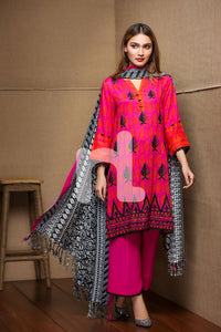 41701503-Linen - Pink Embroidered 3PC