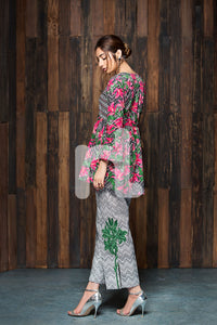41701535-Cotton Modal - Grey Embroidered 2PC