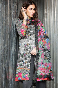 41701550-Cotton Net - Black Digital Printed 2PC