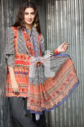 41701551-Cotton Net - Grey Digital Printed 2PC