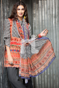 41701551-Cotton Net - Grey Digital Printed 2PC