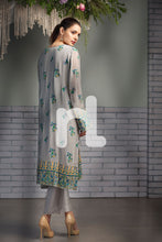 KF-155 -Grey Embroidered Formal Stitched Chiffon Shirt & Silk Trouser - 2PC