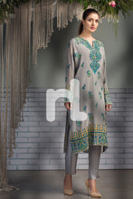 KF-155 -Grey Embroidered Formal Stitched Chiffon Shirt & Silk Trouser - 2PC