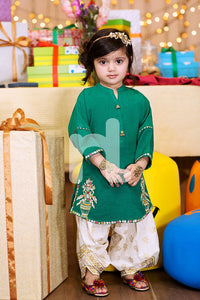 PE17-NPS 70 - Green Embroidered Shirt for Babies & Girls