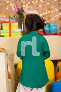 PE17-NPS 70 - Green Embroidered Shirt for Babies & Girls