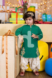 PE17-NPS 70 - Green Embroidered Shirt for Babies & Girls
