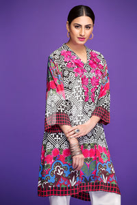 PSW17-05 Black Embroidered Stitched Micro Modal Shirt -1PC