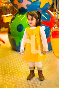 PW16-NLB 74 - Yellow Embellished Frock for Babies
