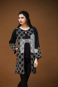 PW17-01 Black Embroidered Stitched Karandi Jacket