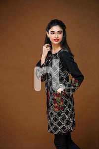 PW17-01 Black Embroidered Stitched Karandi Jacket