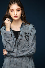 PW17-40 Grey Printed Stitched Linen Shirt - 1PC