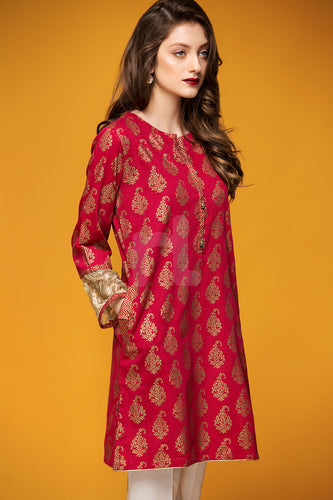 PW17-69 Red Embroidered Stitched Karandi Shirt - 1PC
