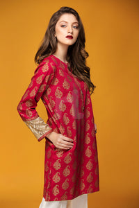 PW17-69 Red Embroidered Stitched Karandi Shirt - 1PC