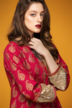 PW17-69 Red Embroidered Stitched Karandi Shirt - 1PC